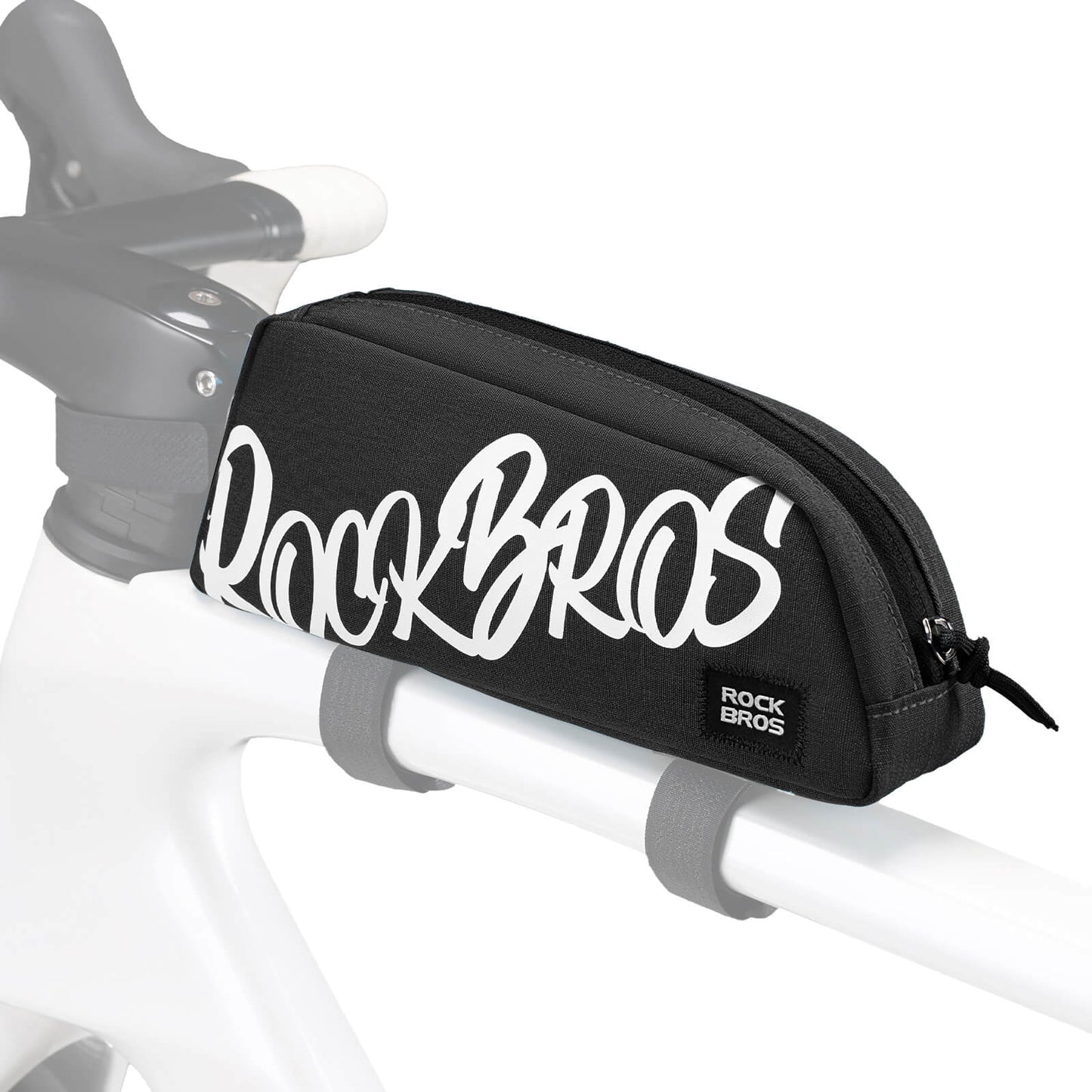 ROCKBROS 0.8L bike frame bag G009 waterproof top tube bag with large storage and easy-access design for cycling essentials.#Color_Black