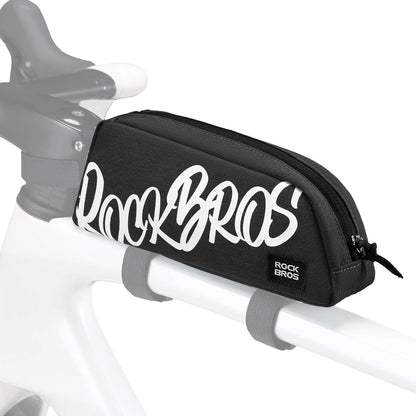 ROCKBROS 0.8L bike frame bag G009 waterproof top tube bag with large storage and easy-access design for cycling essentials.#Color_Black