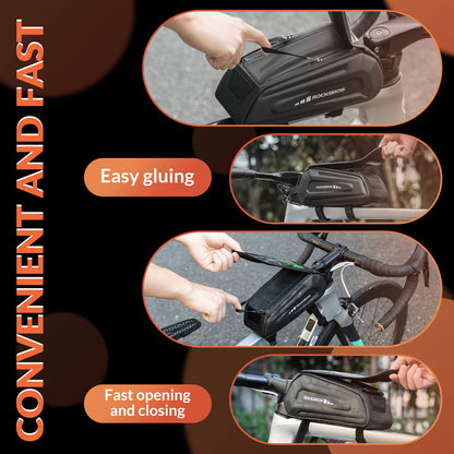 ROCKBROS Bike Frame Bag 1.7L – Smart Storage + Phone Access On The Go!​ 