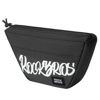 ROCKBROS trapezoid-shaped bike handlebar bags with waterproof design and spacious storage for cycling essentials. #Color_Black
