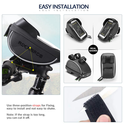 ROCKBROS Bike Handlebar Bags Waterproof Touch Screen Pouch Case Holder
