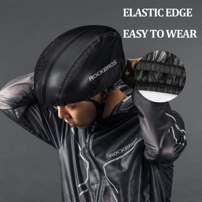 ROCKBROS Bike Helmet Cover with Reflective Logo Rainproof & Dustproof #Color_White