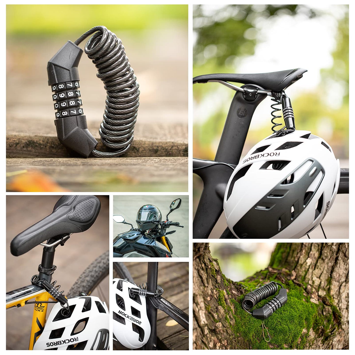 ROCKBROS Bike Helmet Lock Mini Cable Lock 1.5m Bicycle Security Password