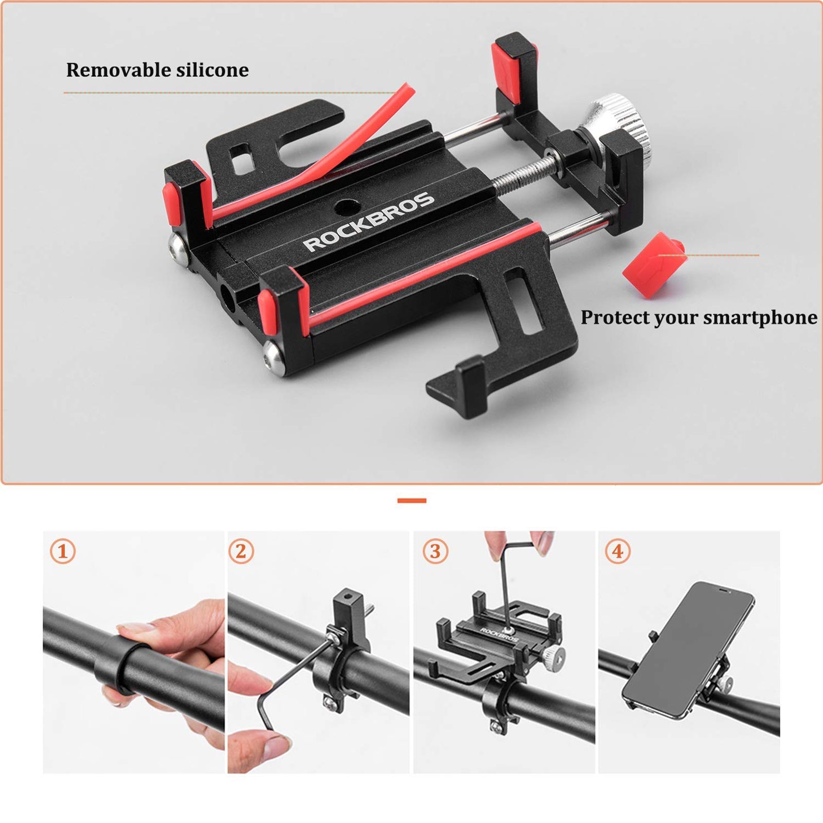 ROCKBROS Bike Mobile Phone Holder CNC Aluminum Bracket Five Claws Phone Holder - ROCKBROS-UK