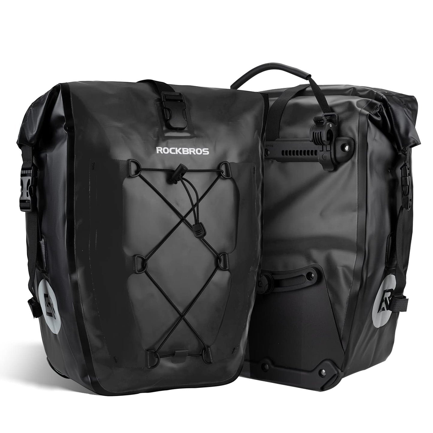 ROCKBROS Bike Pannier Bag 25L 32L 100% Waterproof Rear Rack Bike Bag Black #Style_Black-2pcs