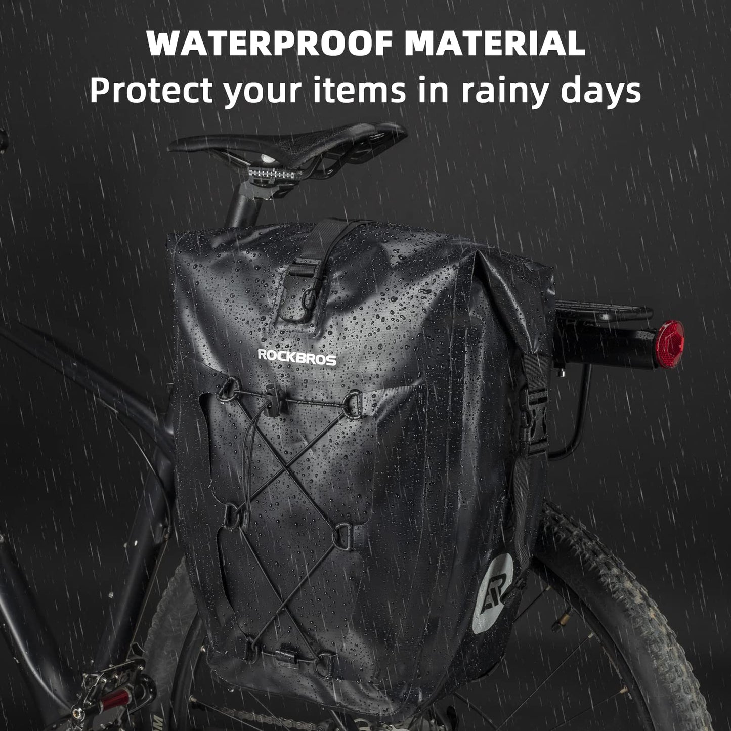 ROCKBROS Bike Pannier Bag 25L 32L 100% Waterproof Rear Rack Bike Bag #Style_Gray