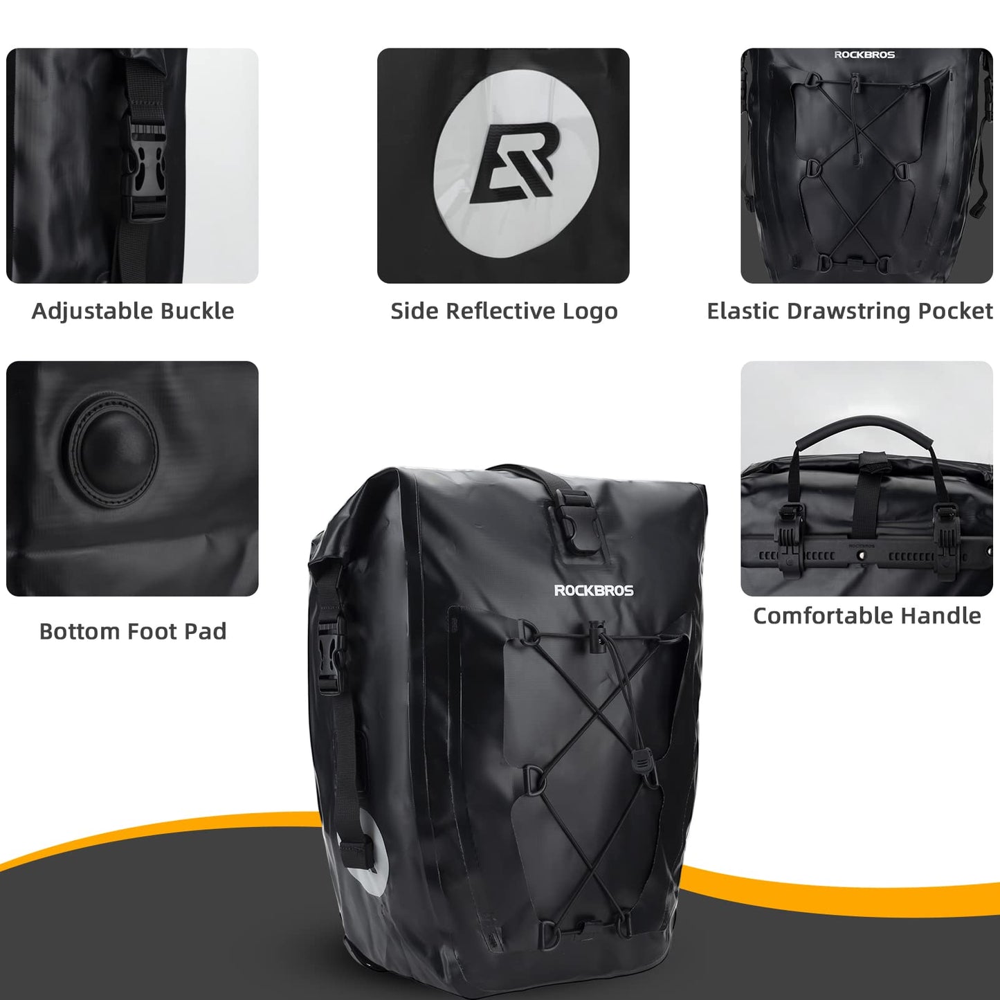 ROCKBROS Bike Pannier Bag 25L 32L 100% Waterproof Rear Rack Bike Bag #Style_Gray