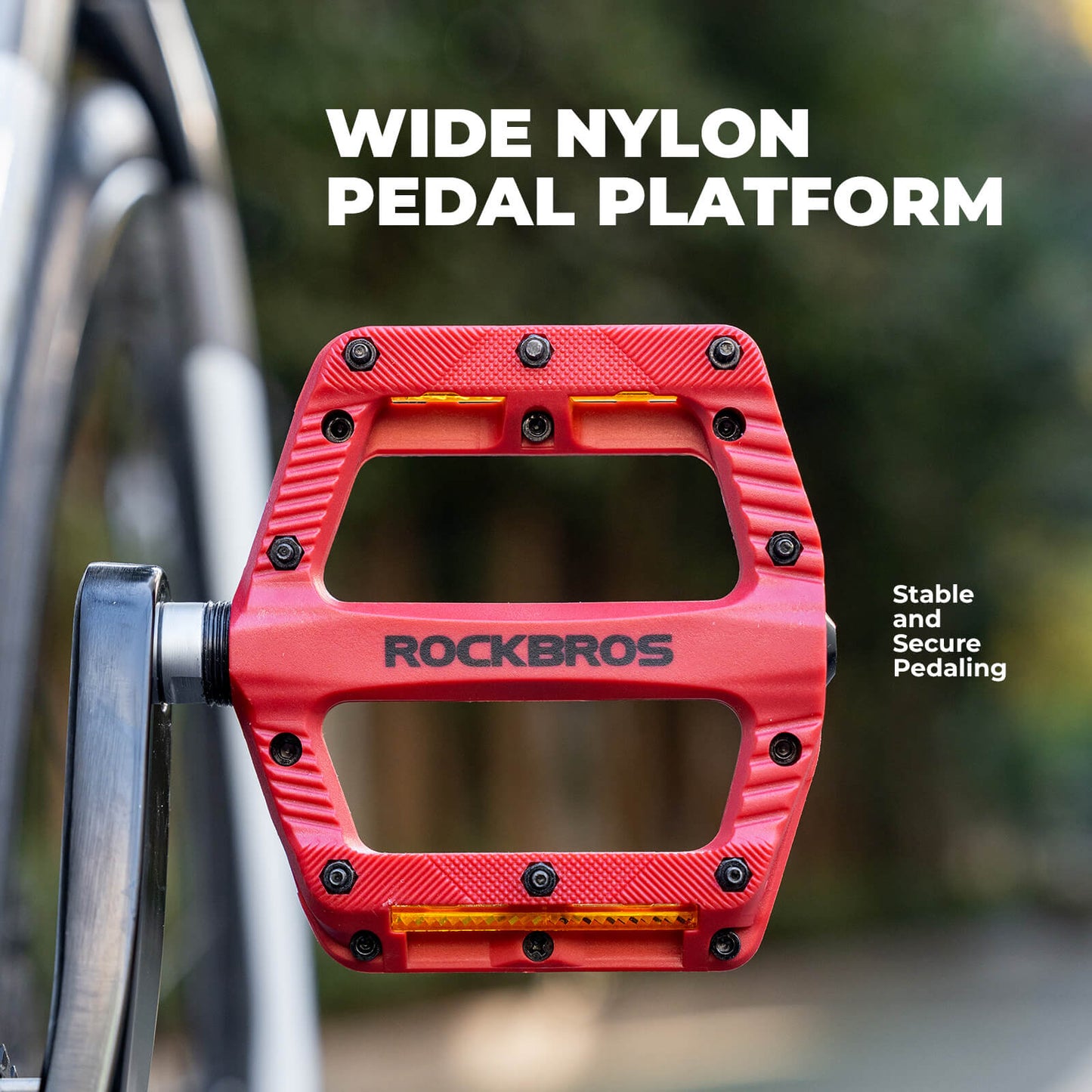 ROCKBROS BP2501 9/16 inch aluminium alloy bike pedals with anti-slip surface, durable and lightweight design.#Color_Red