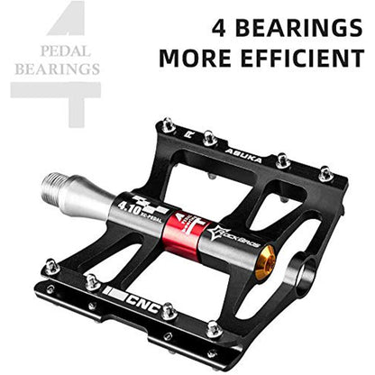 ROCKBROS Bike Pedals Aluminum Alloy Flat Pedals Wide Platform Non-Slip #Color_Black