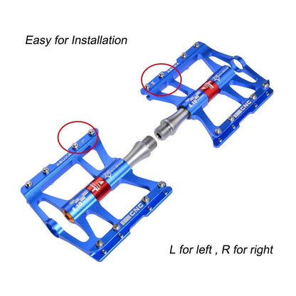 ROCKBROS Bike Pedals Aluminum Alloy Flat Pedals Wide Platform Non-Slip #Color_Blue
