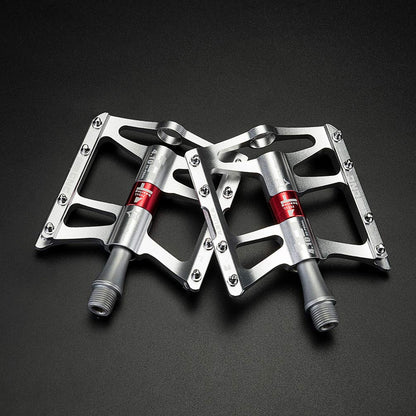 ROCKBROS Bike Pedals Aluminum Alloy Flat Pedals Wide Platform Non-Slip #Color_Silver