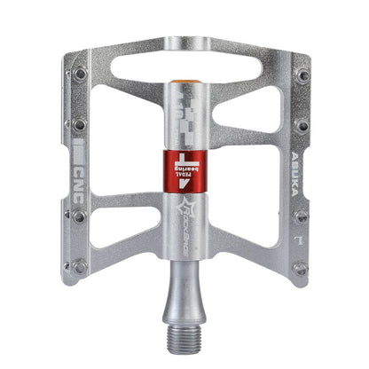 ROCKBROS Bike Pedals Aluminum Alloy Flat Pedals Wide Platform Non-Slip #Color_Silver