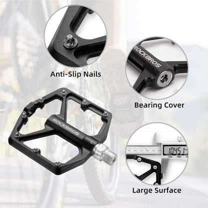 ROCKBROS Bike Pedals Ultra Lightweight Flat  Pedals 9/16 Inch (Pair) #Color_Black