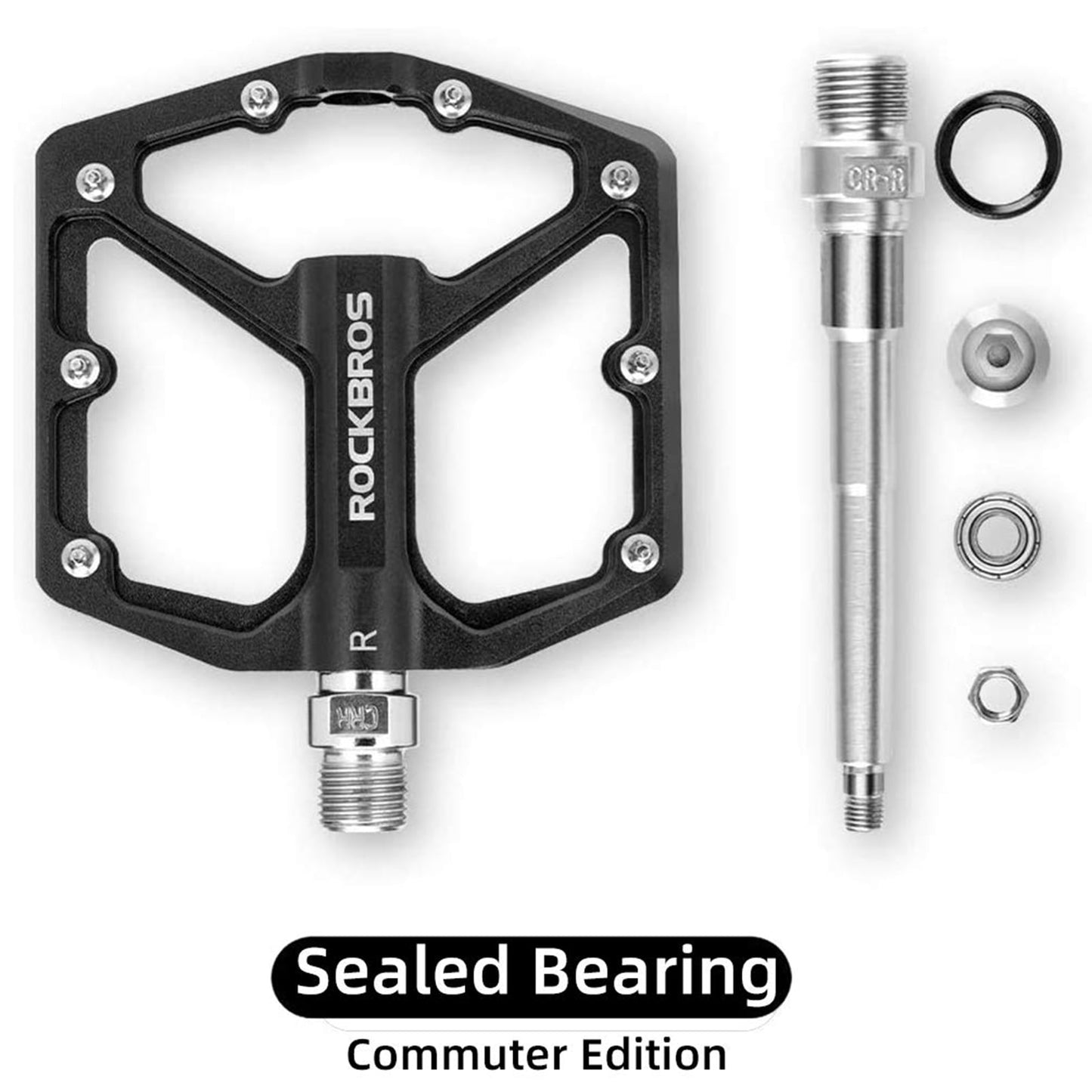 ROCKBROS Bike Pedals Ultra Lightweight Flat  Pedals 9/16 Inch (Pair) #Color_Black
