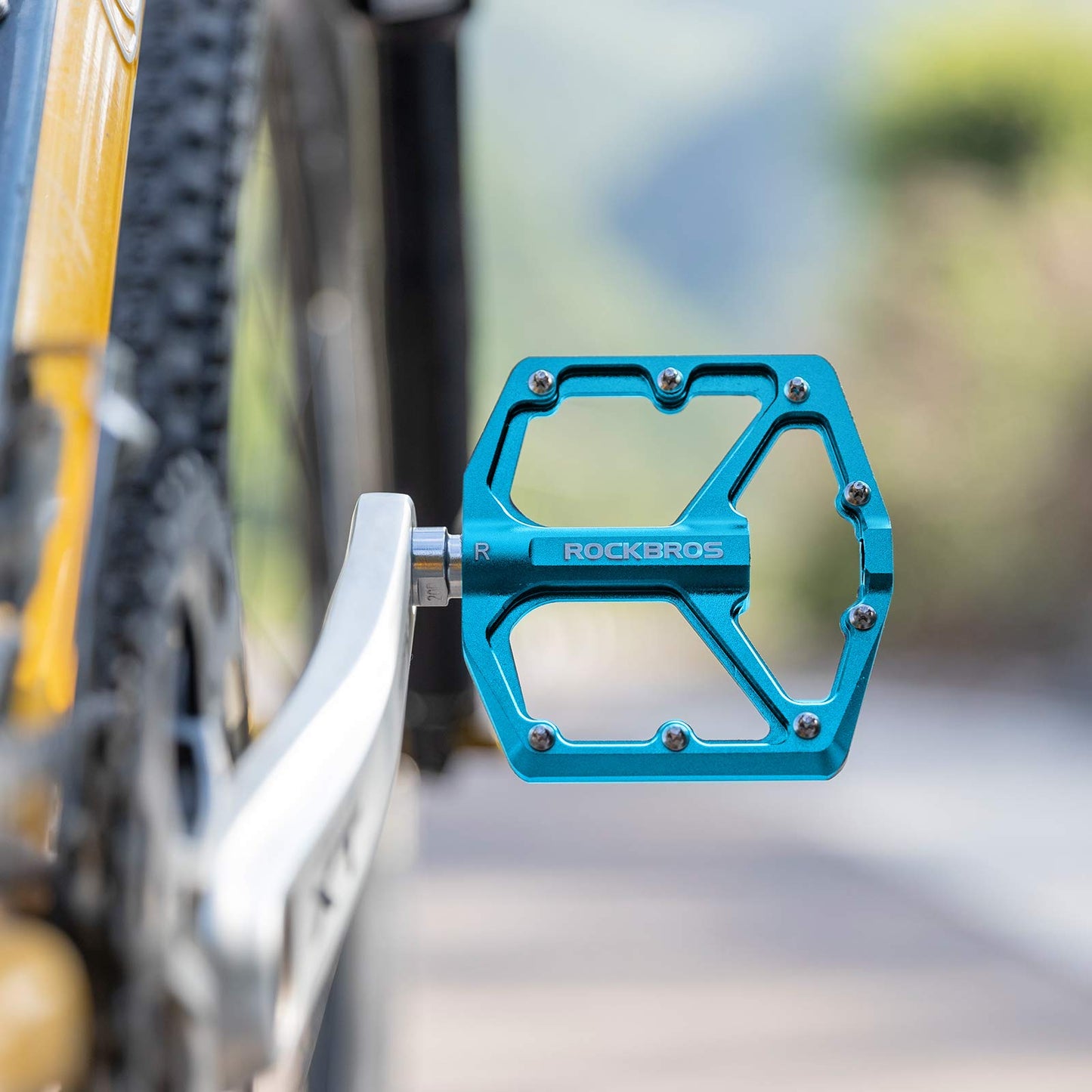 ROCKBROS Bike Pedals Ultra Lightweight Flat  Pedals 9/16 Inch (Pair) #Color_Blue