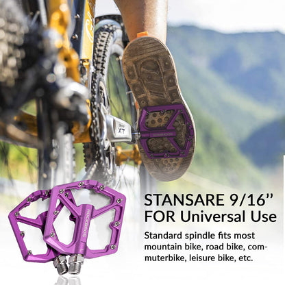 ROCKBROS Bike Pedals Ultra Lightweight Flat  Pedals 9/16 Inch (Pair) #Color_Purple