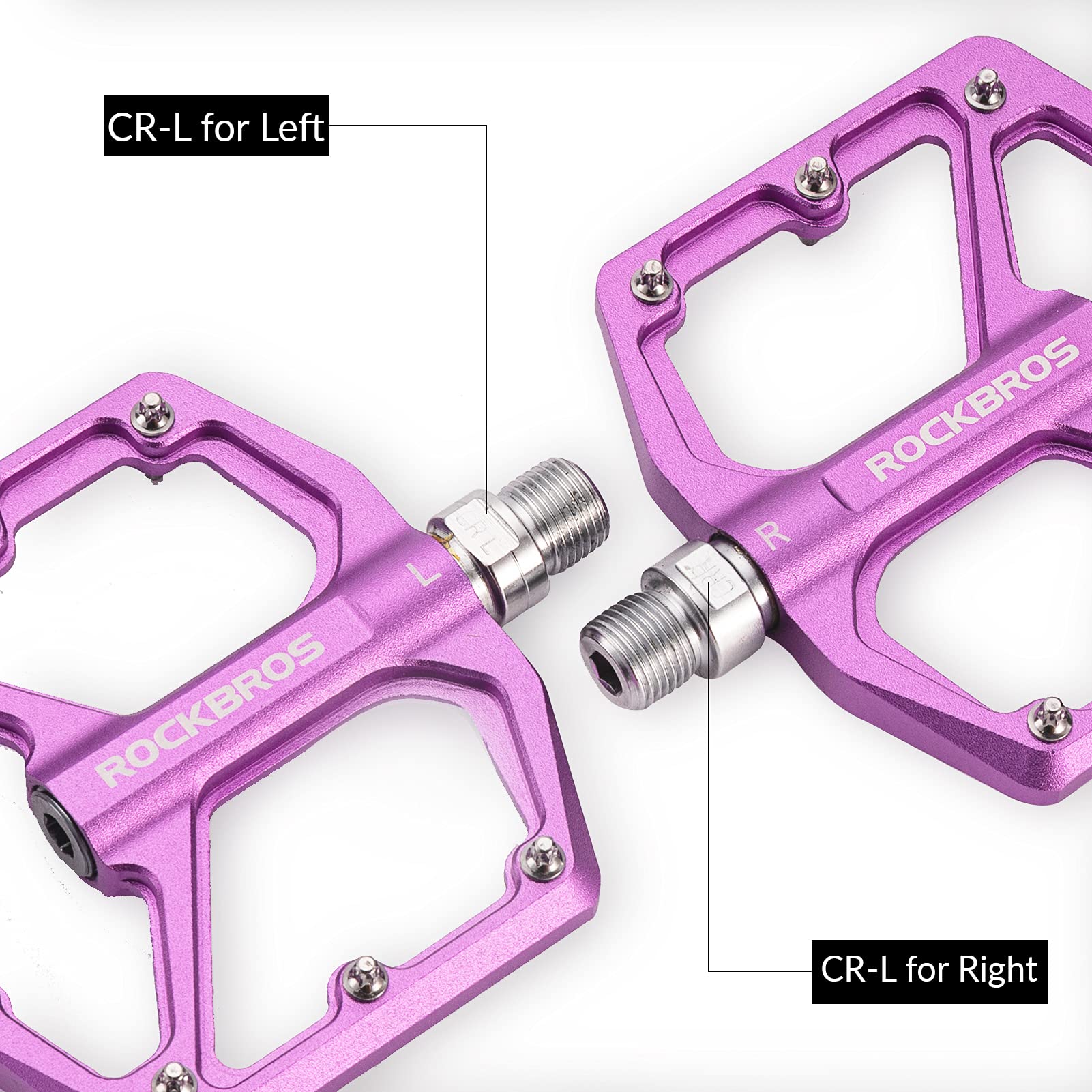 ROCKBROS Bike Pedals Ultra Lightweight Flat  Pedals 9/16 Inch (Pair) #Color_Purple