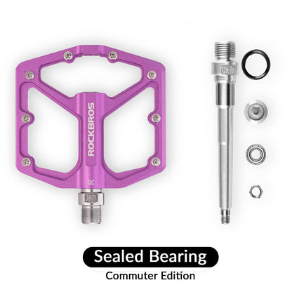 ROCKBROS Bike Pedals Ultra Lightweight Flat  Pedals 9/16 Inch (Pair) #Color_Purple