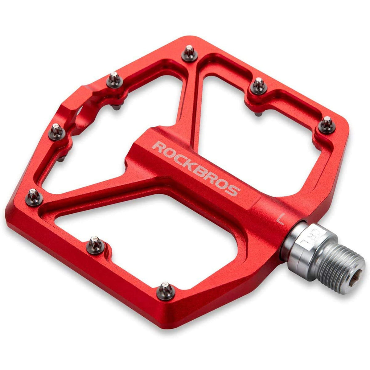 ROCKBROS Bike Pedals Ultra Lightweight Flat  Pedals 9/16 Inch (Pair) #Color_Red