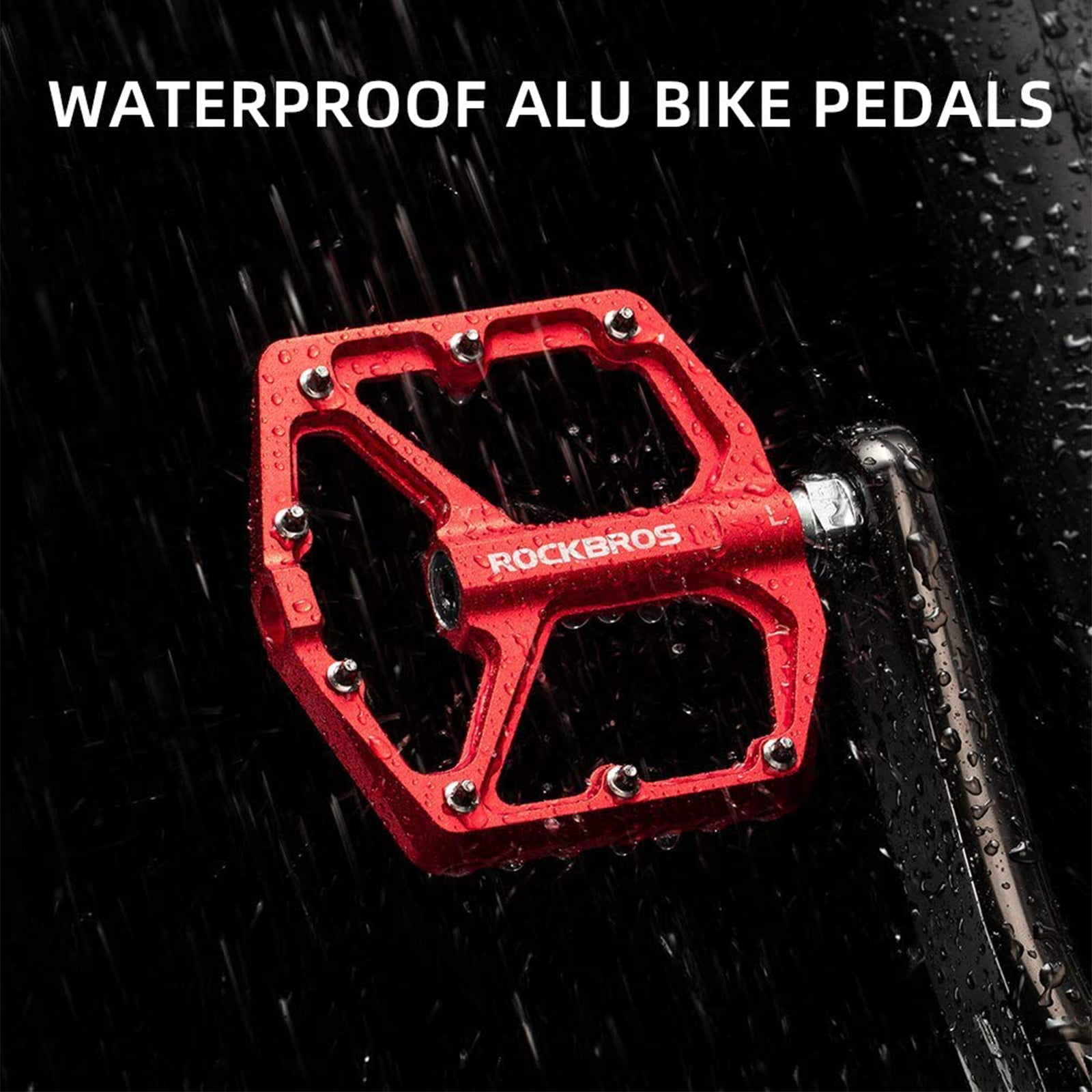 ROCKBROS Bike Pedals Ultra Lightweight Flat  Pedals 9/16 Inch (Pair) #Color_Red