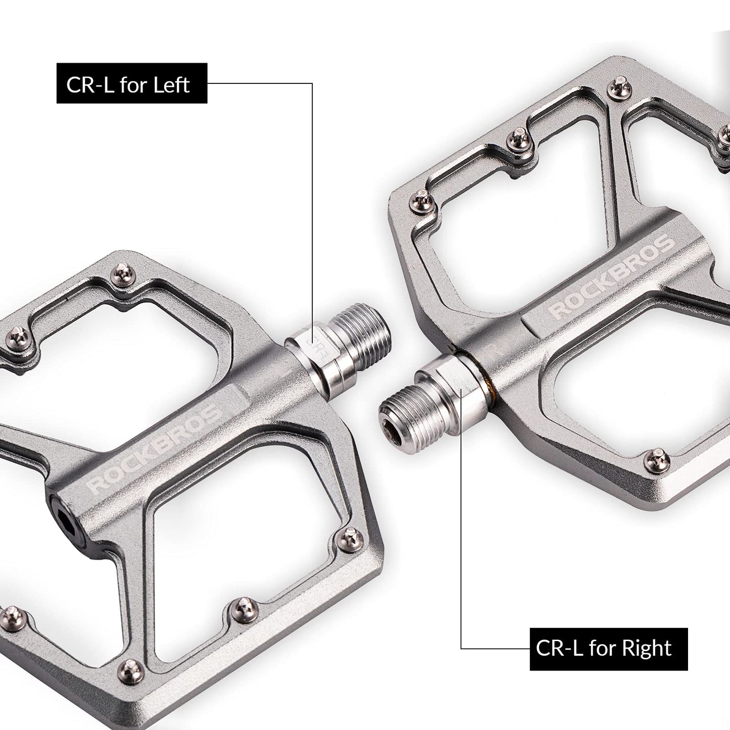 ROCKBROS Bike Pedals Ultra Lightweight Flat  Pedals 9/16 Inch (Pair) #Color_Titanium
