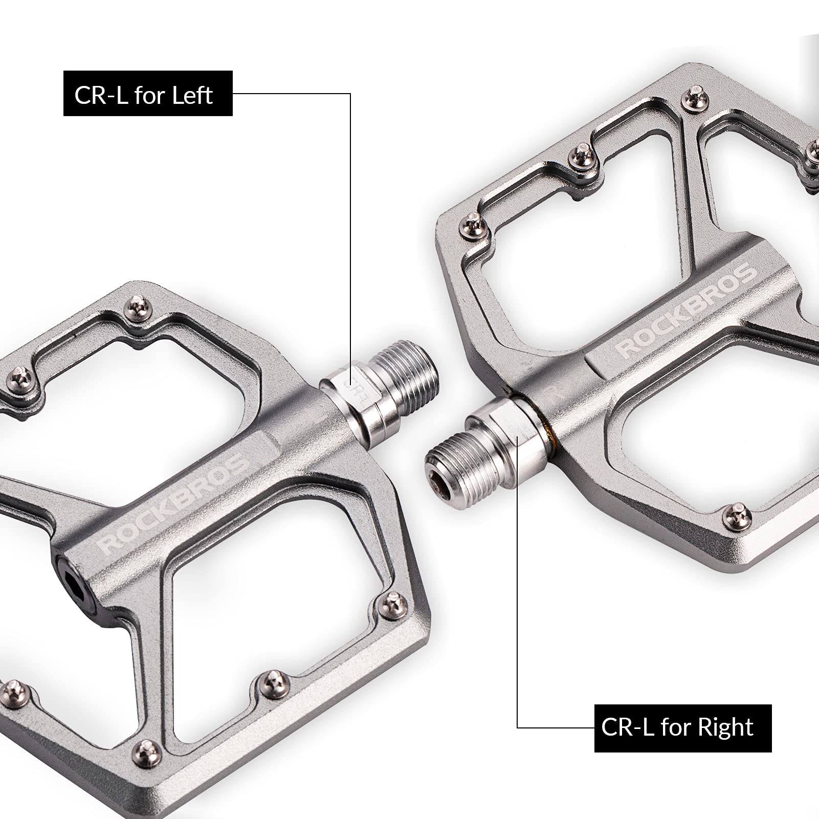 ROCKBROS Bike Pedals Ultra Lightweight Flat  Pedals 9/16 Inch (Pair) #Color_Titanium