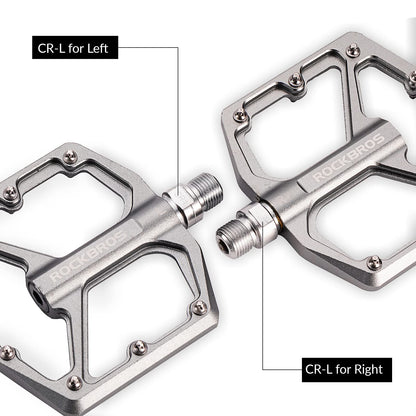 ROCKBROS Bike Pedals Ultra Lightweight Flat  Pedals 9/16 Inch (Pair) #Color_Titanium