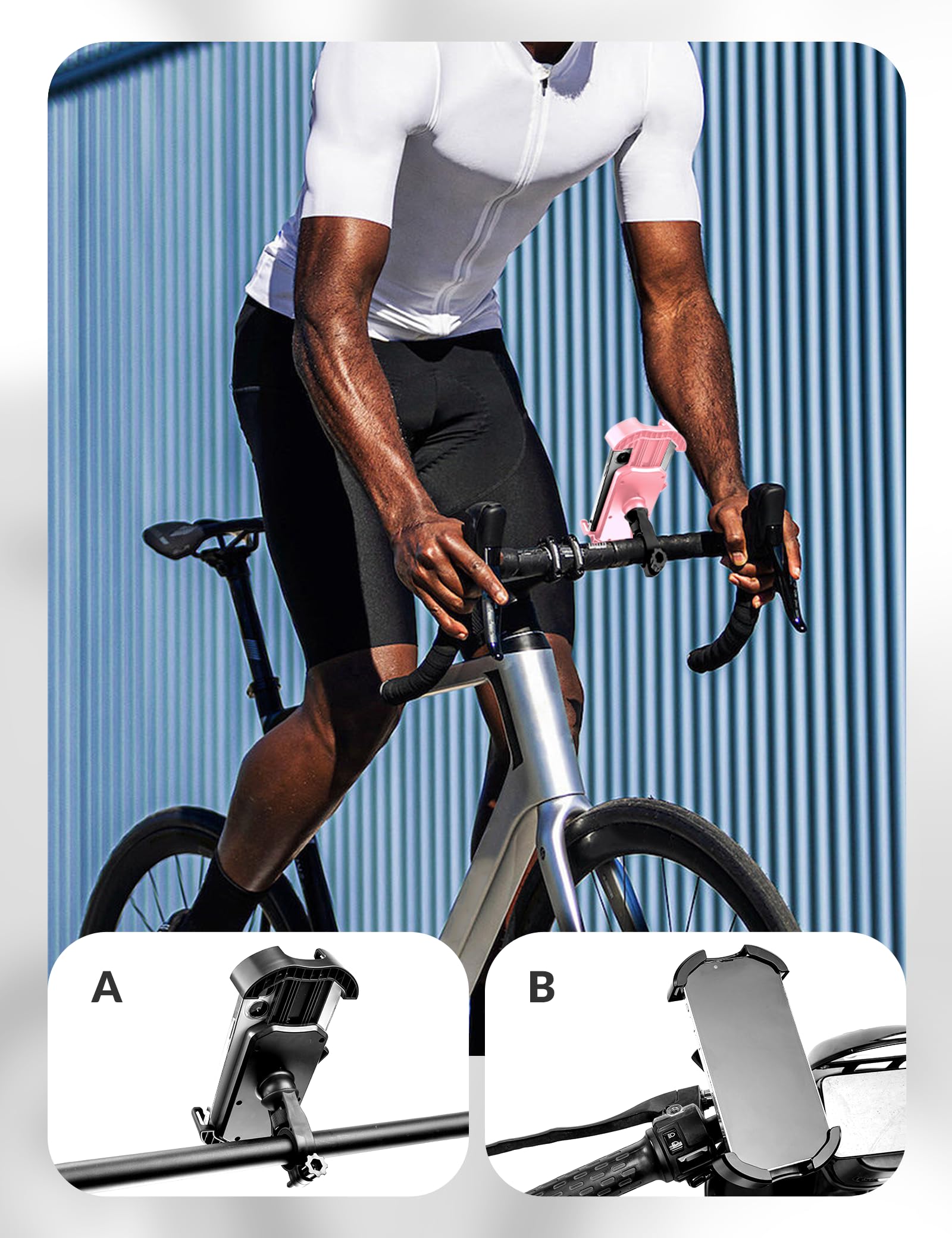 ROCKBROS Bike Phone Mount 360°Rotatable Phone Mount for Bicycle Motorcycle #Style_Blue (handlebar)