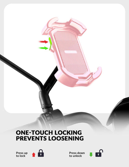 ROCKBROS Bike Phone Mount 360°Rotatable Phone Mount for Bicycle Motorcycle #Style_Pink (rear view mirror)