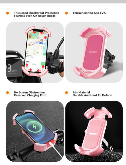 ROCKBROS Bike Phone Mount 360°Rotatable Phone Mount for Bicycle Motorcycle #Style_Pink (rear view mirror)