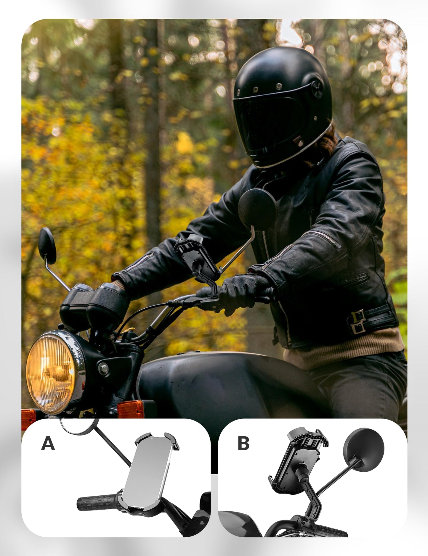 ROCKBROS Bike Phone Mount 360°Rotatable Phone Mount for Bicycle Motorcycle #Style_Pink (rear view mirror)