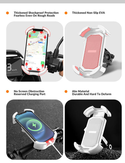 ROCKBROS Bike Phone Mount 360°Rotatable Phone Mount for Bicycle Motorcycle #Style_White (handlebar)