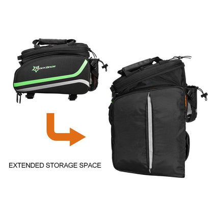 ROCKBROS Bike Rear Rack Pannier Waterproof Bag Bike Trunk Pack #Color_Black Green
