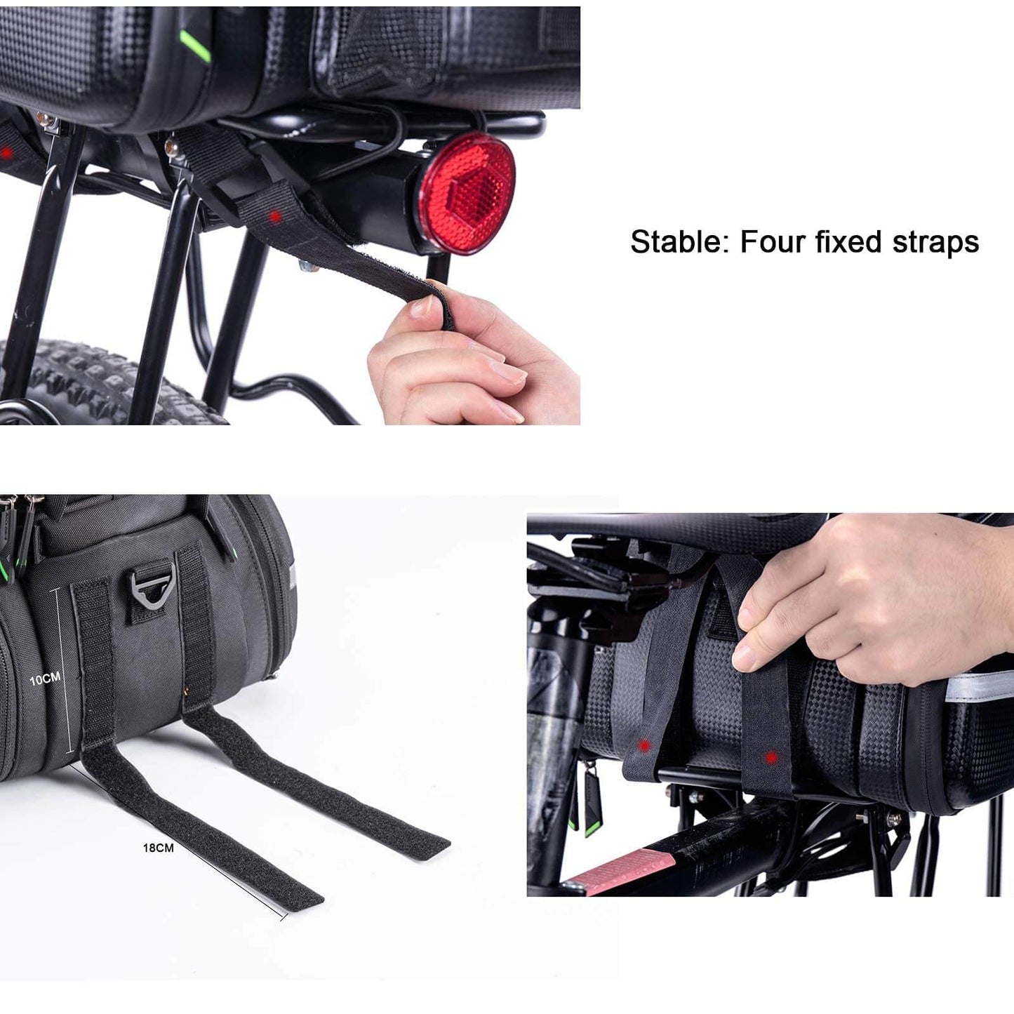 ROCKBROS Bike Rear Rack Pannier Waterproof Bag Bike Trunk Pack #Color_Black