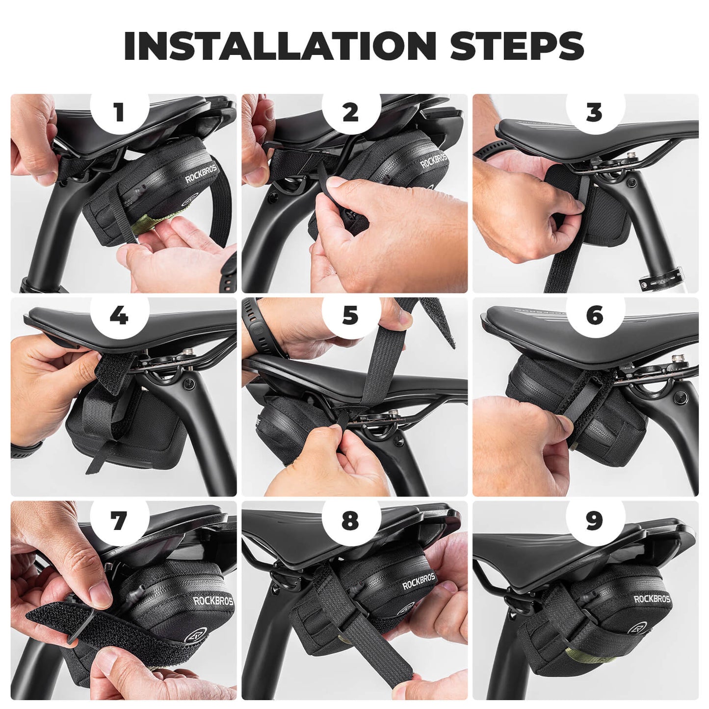 ROCKBROS portable bike saddle bag 0.35L, compact and lightweight under-seat cycling pouch.