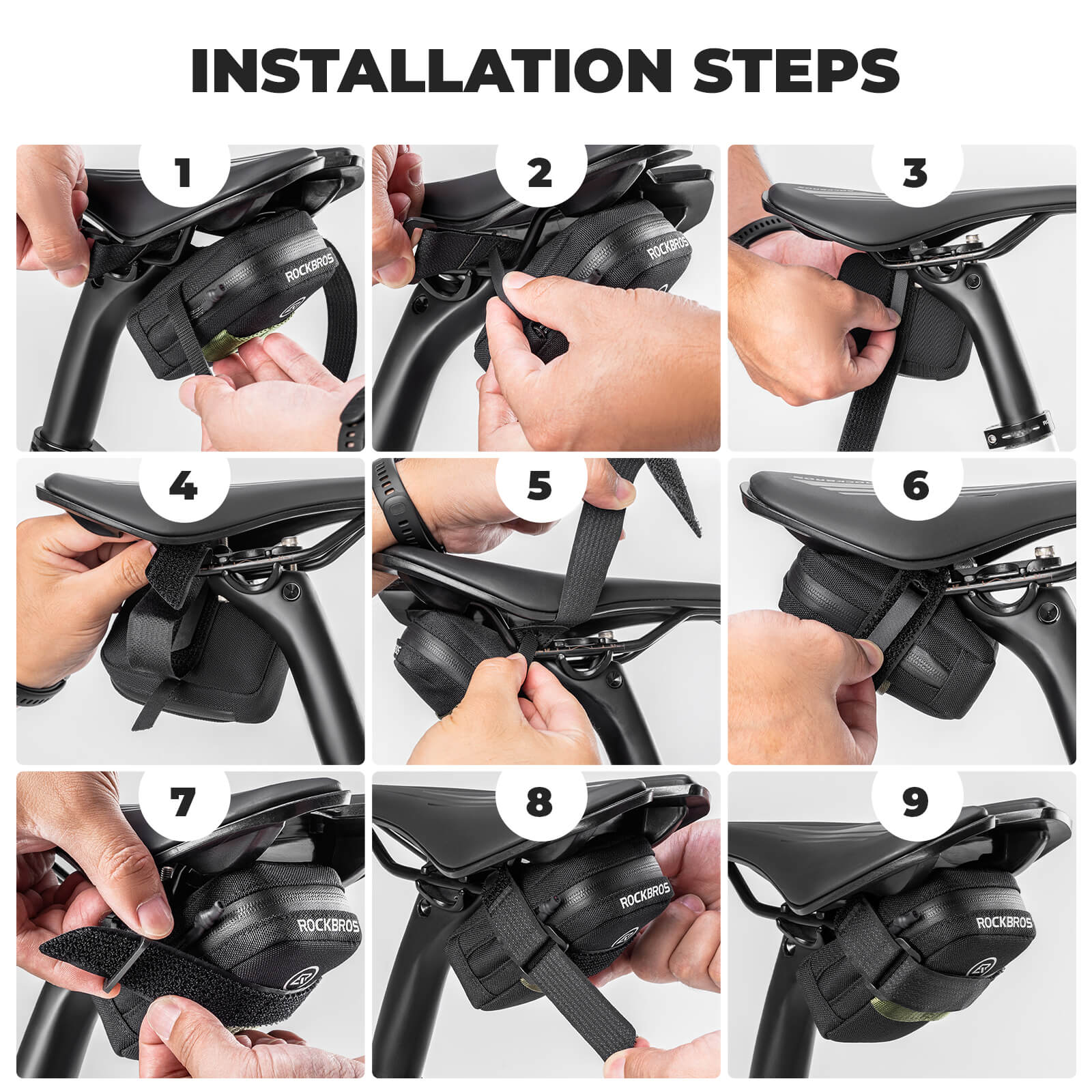 ROCKBROS portable bike saddle bag 0.35L, compact and lightweight under-seat cycling pouch.
