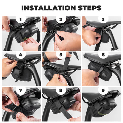 ROCKBROS portable bike saddle bag 0.35L, compact and lightweight under-seat cycling pouch.