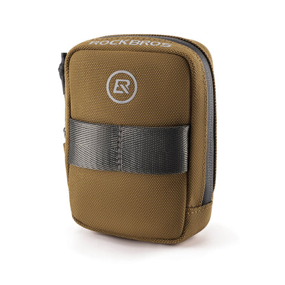 ROCKBROS portable bike saddle bag 0.35L, compact and lightweight under-seat cycling pouch. #Color_Brown