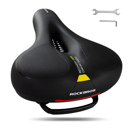 ROCKBROS Bike Seat Comfort Reflective Bike Saddle Soft Wide #Color_Yellow