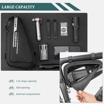 ROCKBROS Bike Triangle Bag Side Opening Corner Pouch Storage Bag #Color_Black