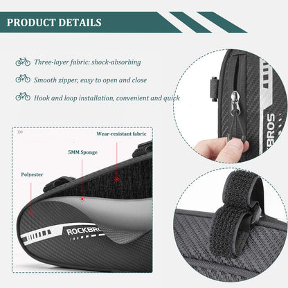 ROCKBROS Bike Triangle Bag Side Opening Corner Pouch Storage Bag #Color_Black