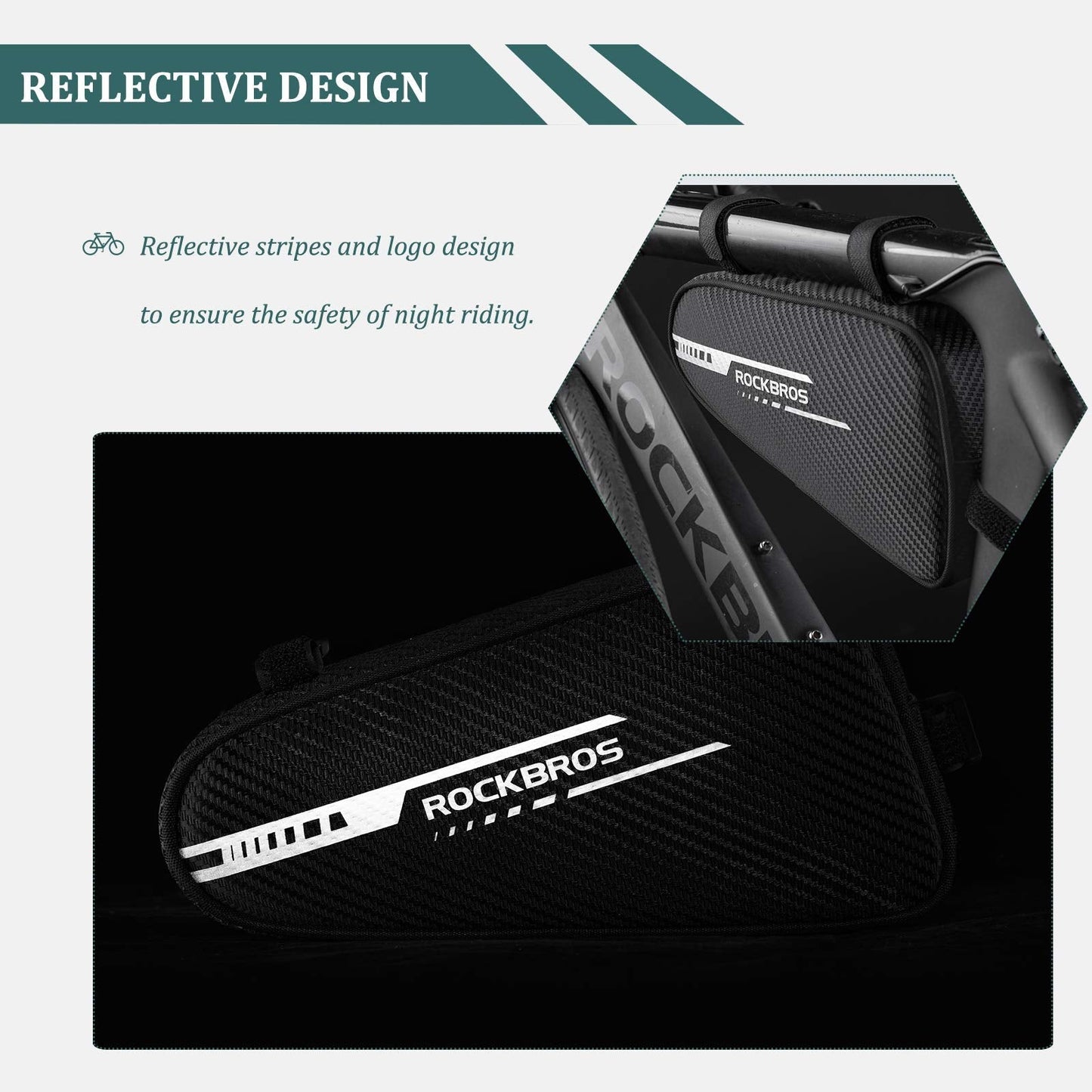 ROCKBROS Bike Triangle Bag Side Opening Corner Pouch Storage Bag #Color_Black