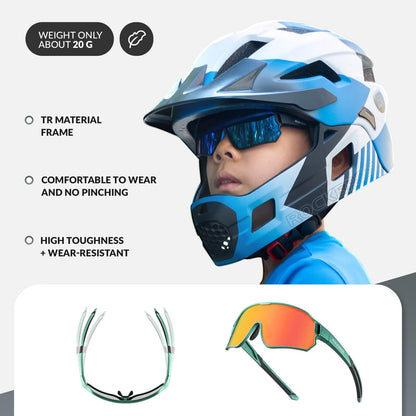 ROCKBROS Children's Cycling glasses UV400 Protection Sunglasses for Boys Girls #Color_Olive Green