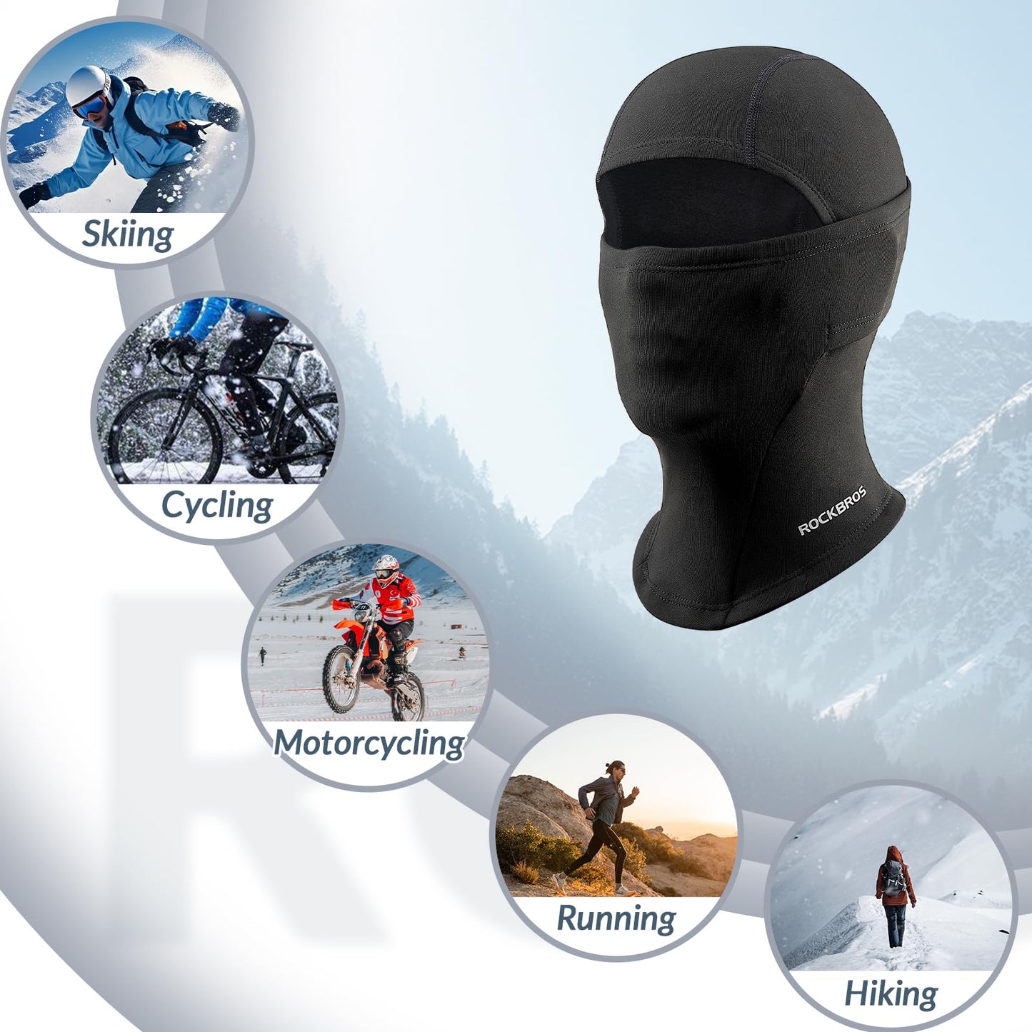 ROCKBROS Children's Thermal Windproof Breathable Balaclava for Autumn Winter #Color_Black