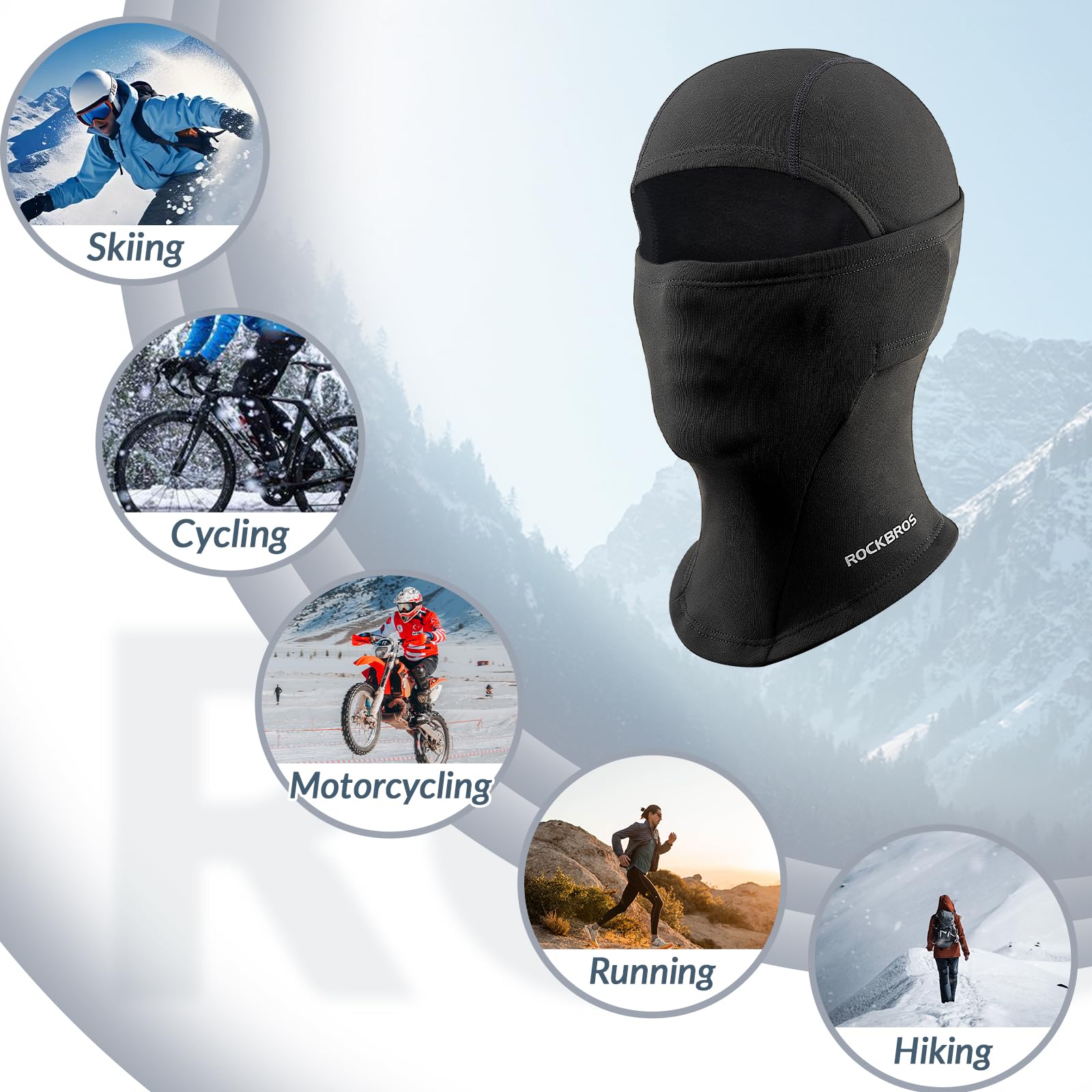 ROCKBROS Children's Thermal Windproof Breathable Balaclava for Autumn Winter #Color_Black