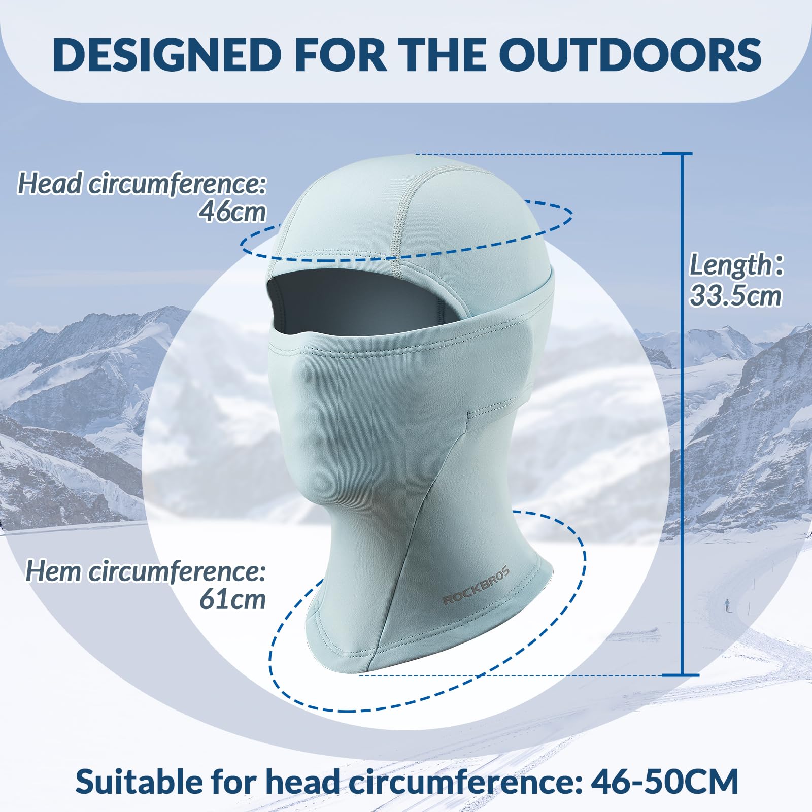 ROCKBROS Children's Thermal Windproof Breathable Balaclava for Autumn Winter #Color_Blue