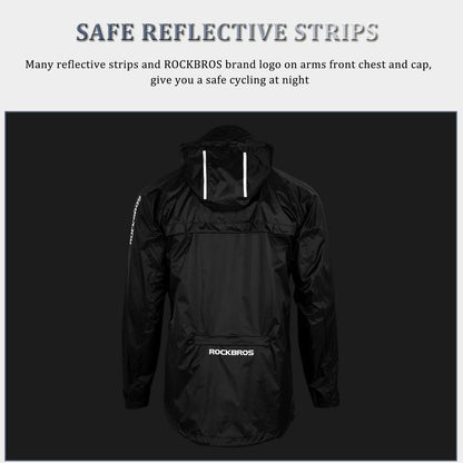 ROCKBROS waterproof cycling jacket, reflective rain jacket, unisex design, ideal for outdoor riding in wet weather