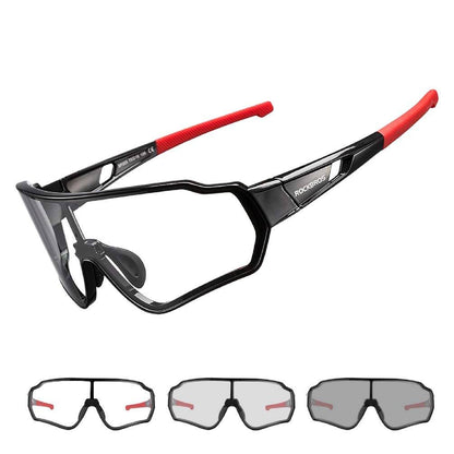 ROCKBROS Cycling Photochromic Sunglasses Light Weight Full Frame #Color_Black