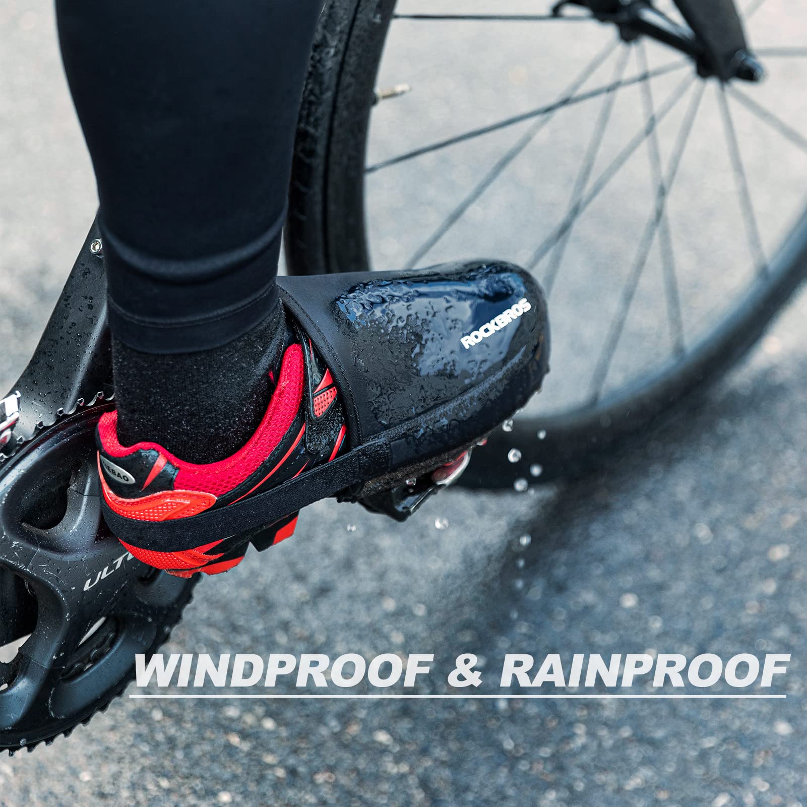 ROCKBROS Cycling Shoe Toe Covers Bike Overshoes Thermal Unisex #Color_Black