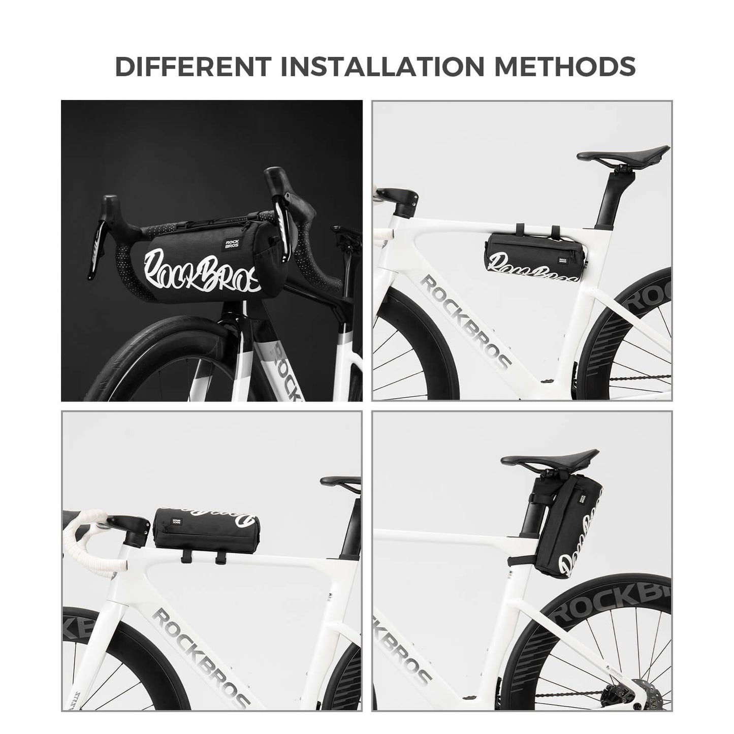 ROCKBROS cylindrical bike handlebar bag, waterproof, durable, versatile storage bag for cycling adventures. 